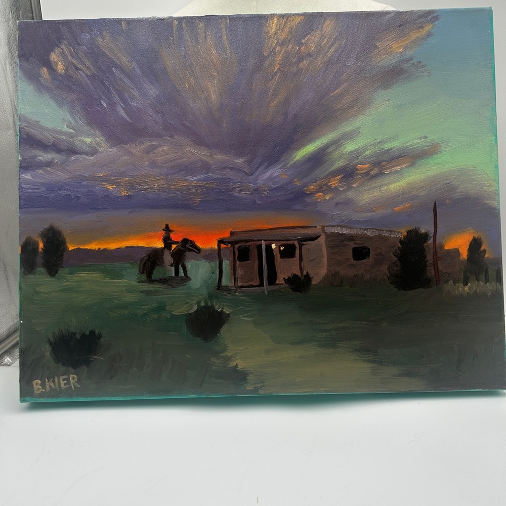 Rustic Evening Landscape Original Oil Painting by Ben Kier